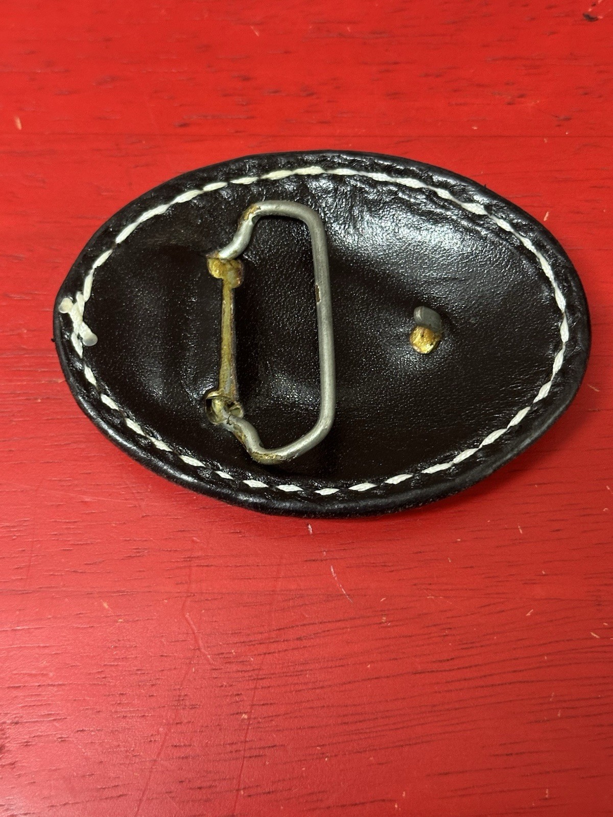 Belt buckle Vintage Hand Tooled Western Leather Belt Buckle “Pat” Black/white