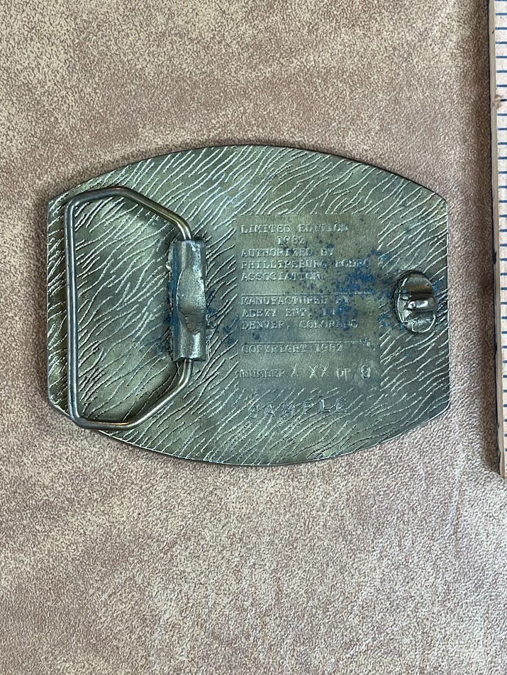 1982 Kansas&rsquo; Biggest Rodeo Phillipsburg Kansas Brass Belt Buckle Sample
