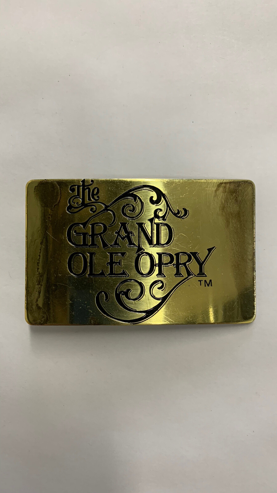 RH03118 VINTAGE 1970s **THE GRAND OLE OPRY** NASHVILLE MUSIC SOLID BRASS BUCKLE