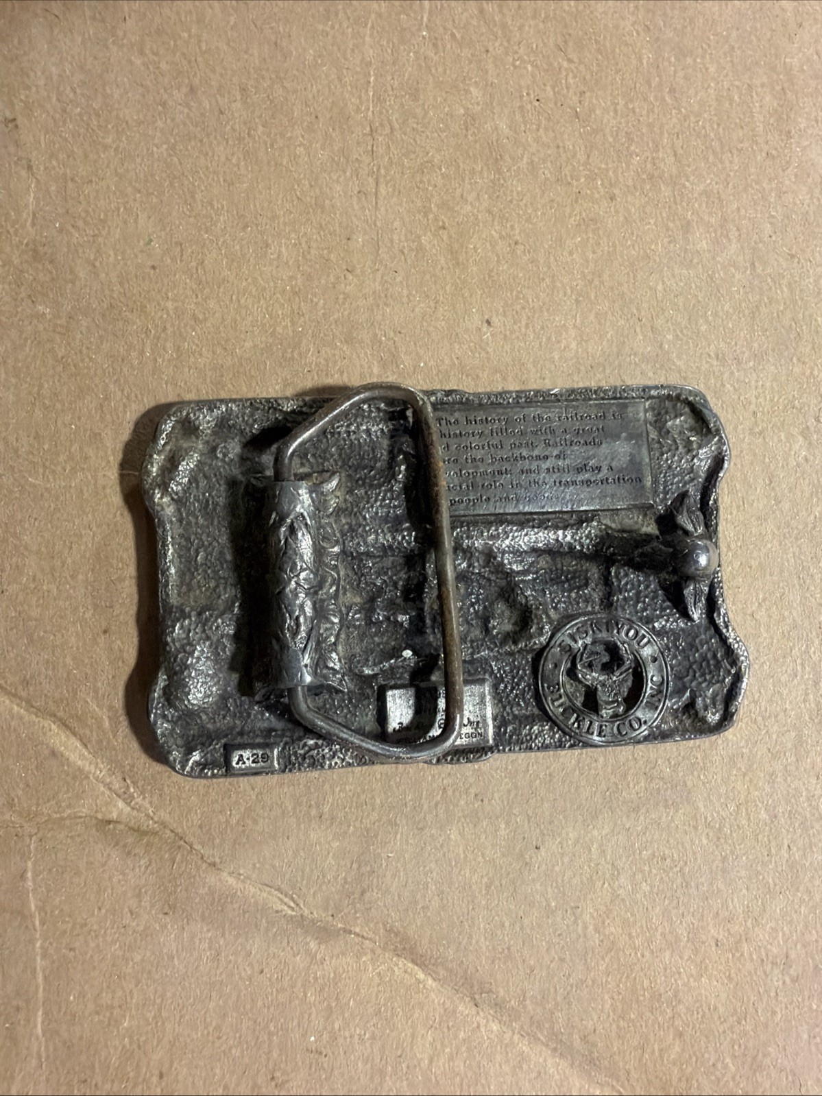 Vintage 1984 Siskiyou Belt Buckle Railroad Steam Train Mountain Pass A-29 2×3”