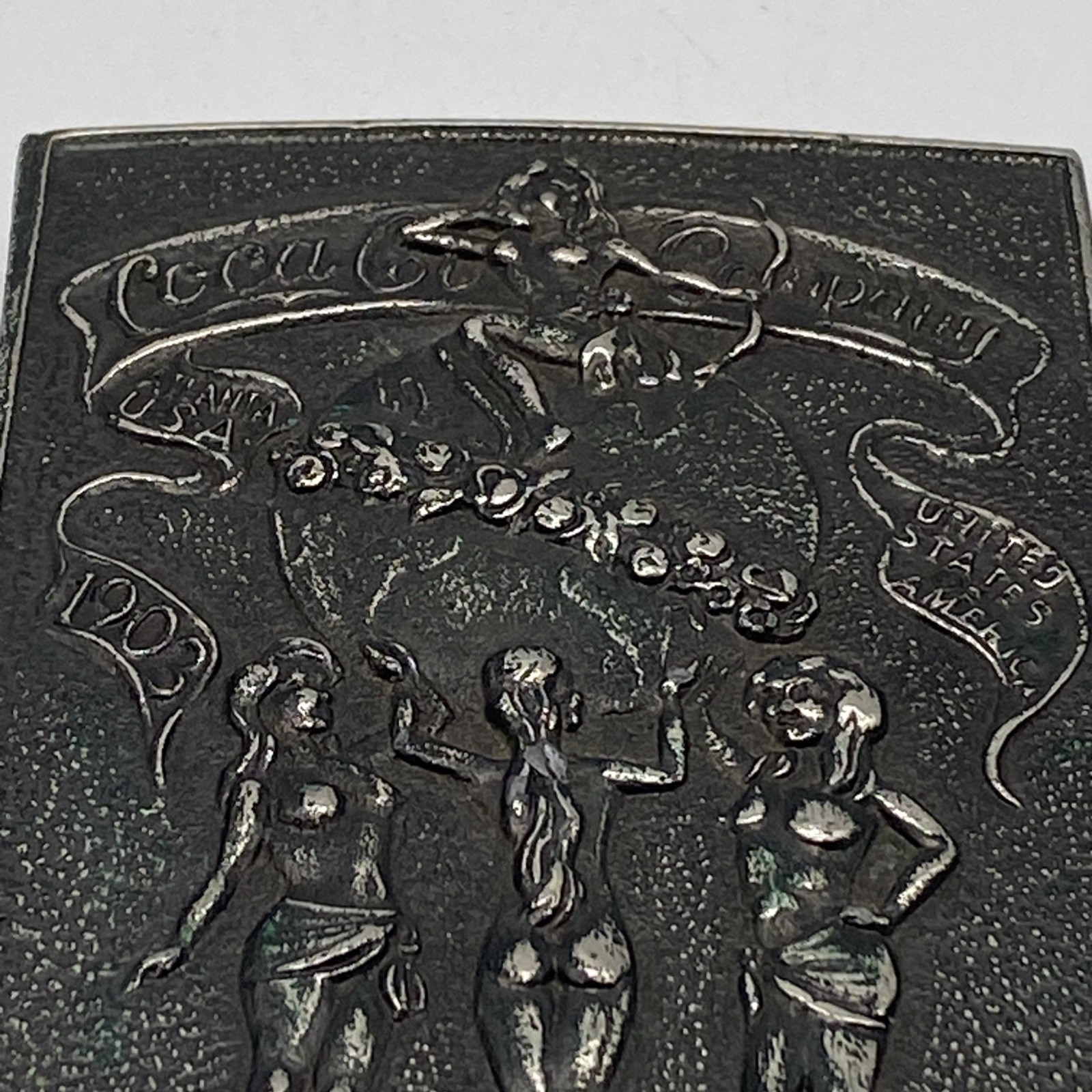 Coca-Cola Brass Belt Buckle ‘Feel On Top Of The World’ Topless Ladies VTG