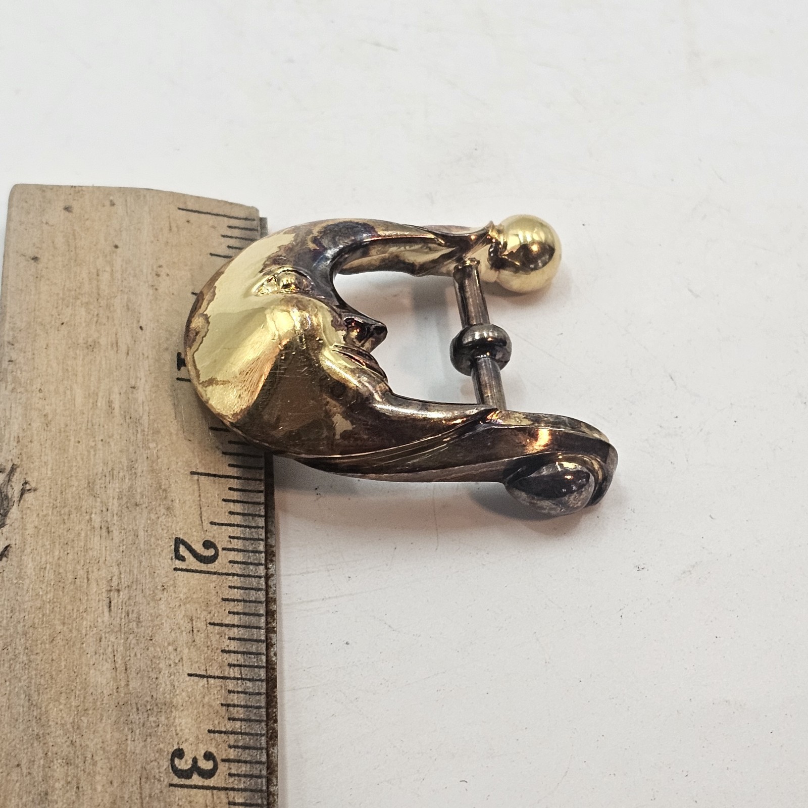Barry Kieselstein Cord Sterling 925 Gold Vermeil Half Moon Face Buckle Vintage