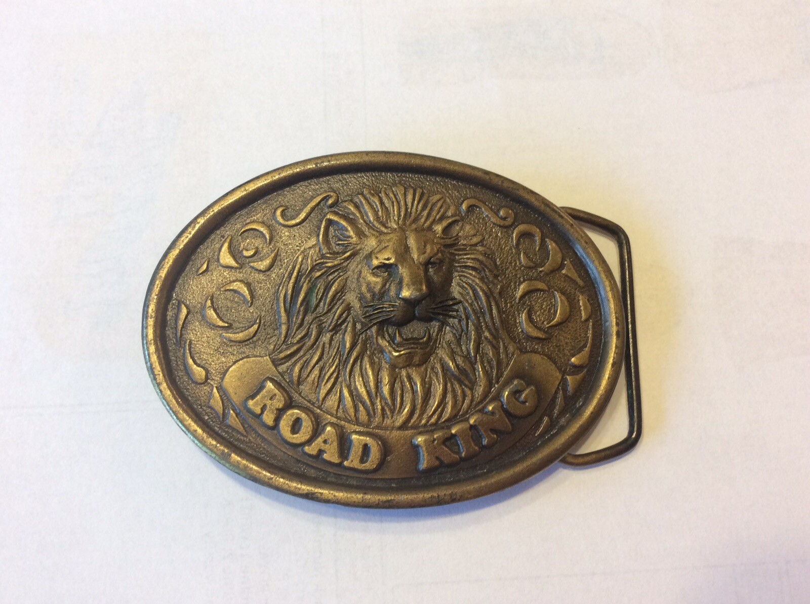Brass Road King Lion Head 76 Drivers Club Member Belt Buckle