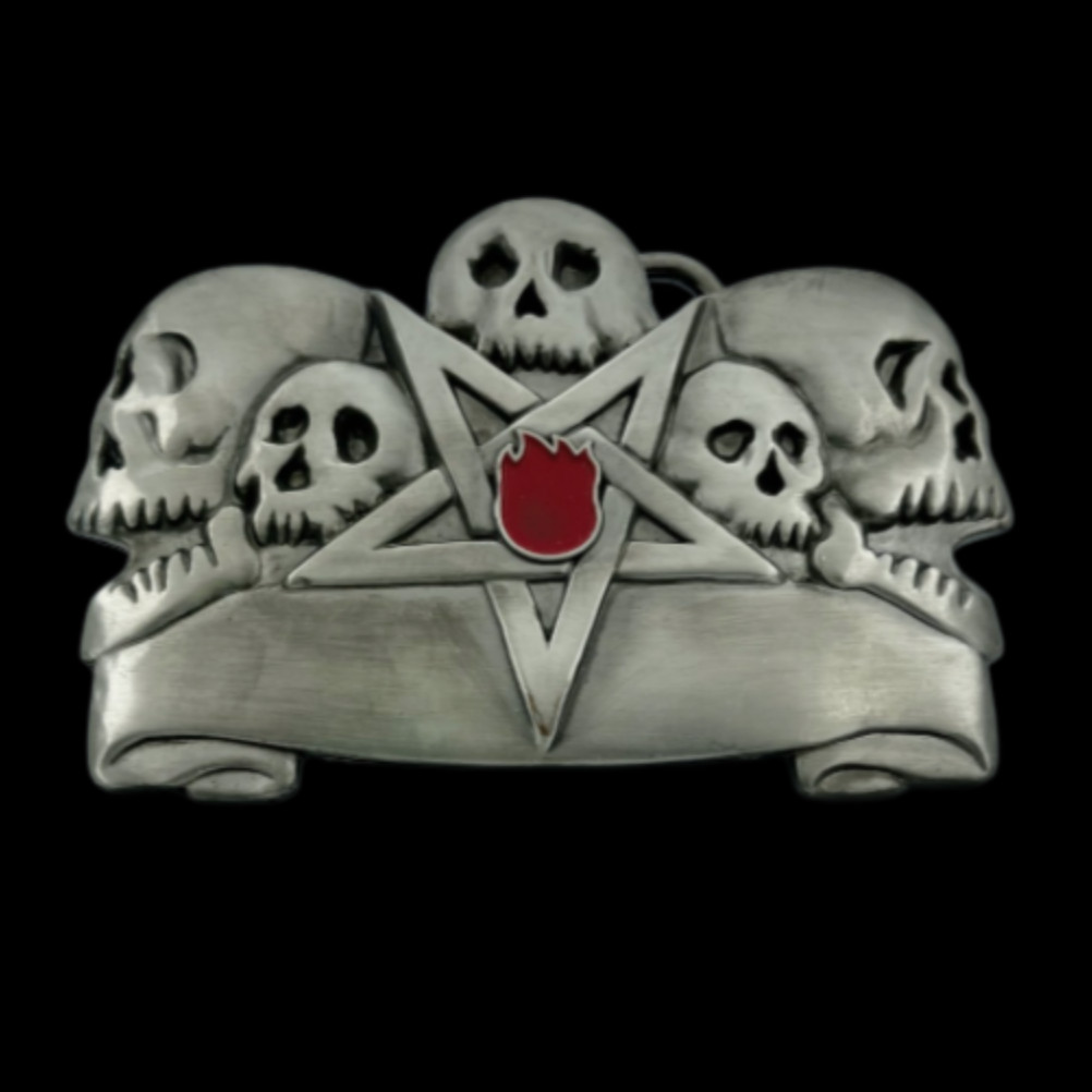 Gothic Red Pentagram Star Skulls Belt Buckle Buckles