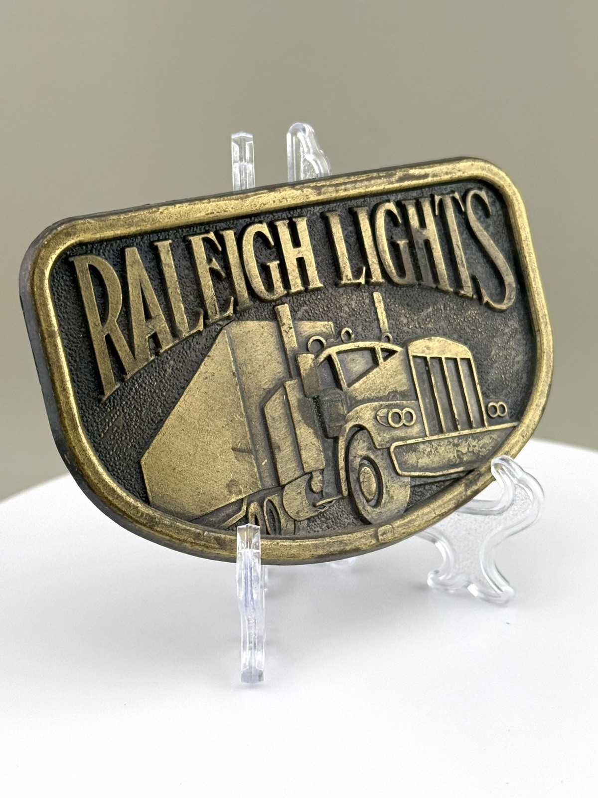 Raleigh Lights Trucker Belt Buckle Semi Truck Big Rig Hauler Transport
