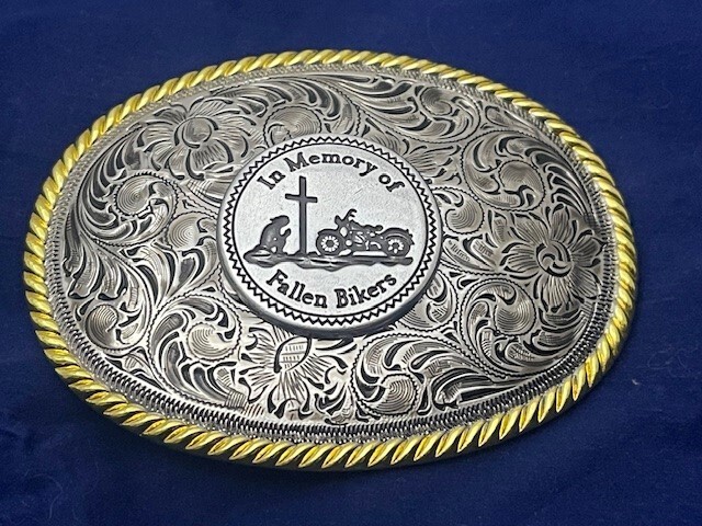 In Memory of Fallen Bikers Western Style Buckle (Pewter)