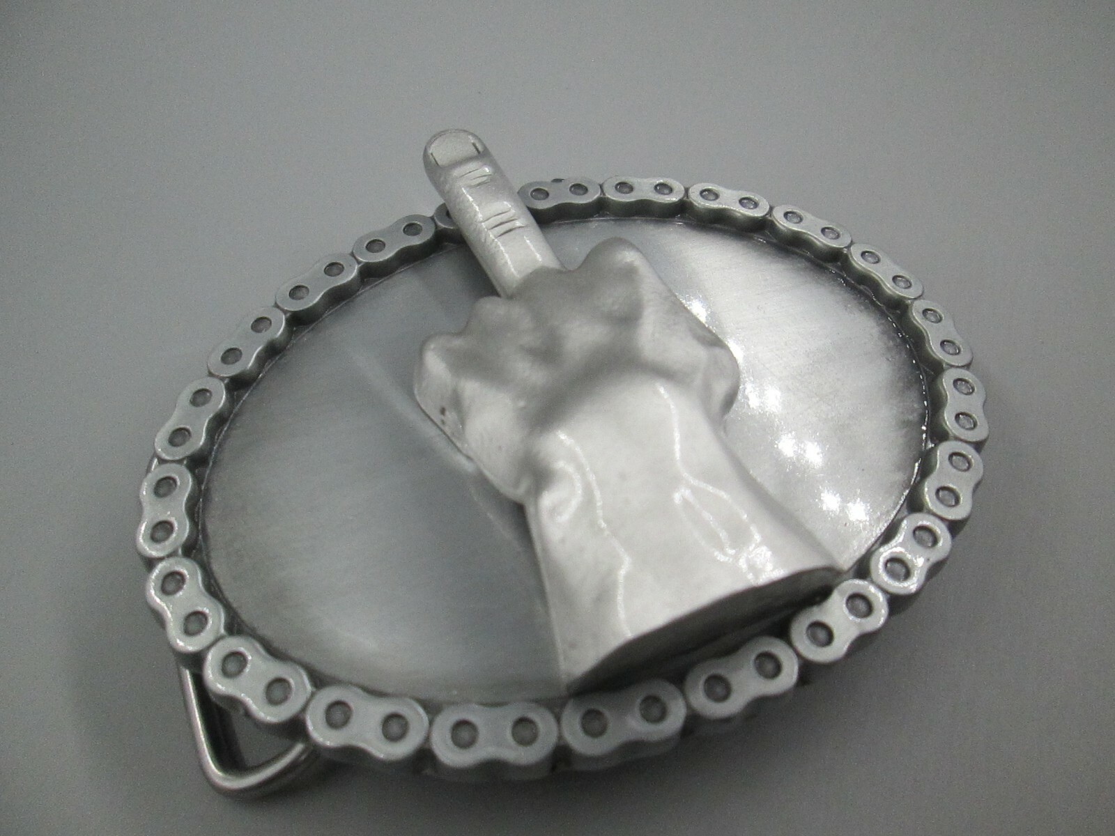 middle finger fuk you biker belt buckle