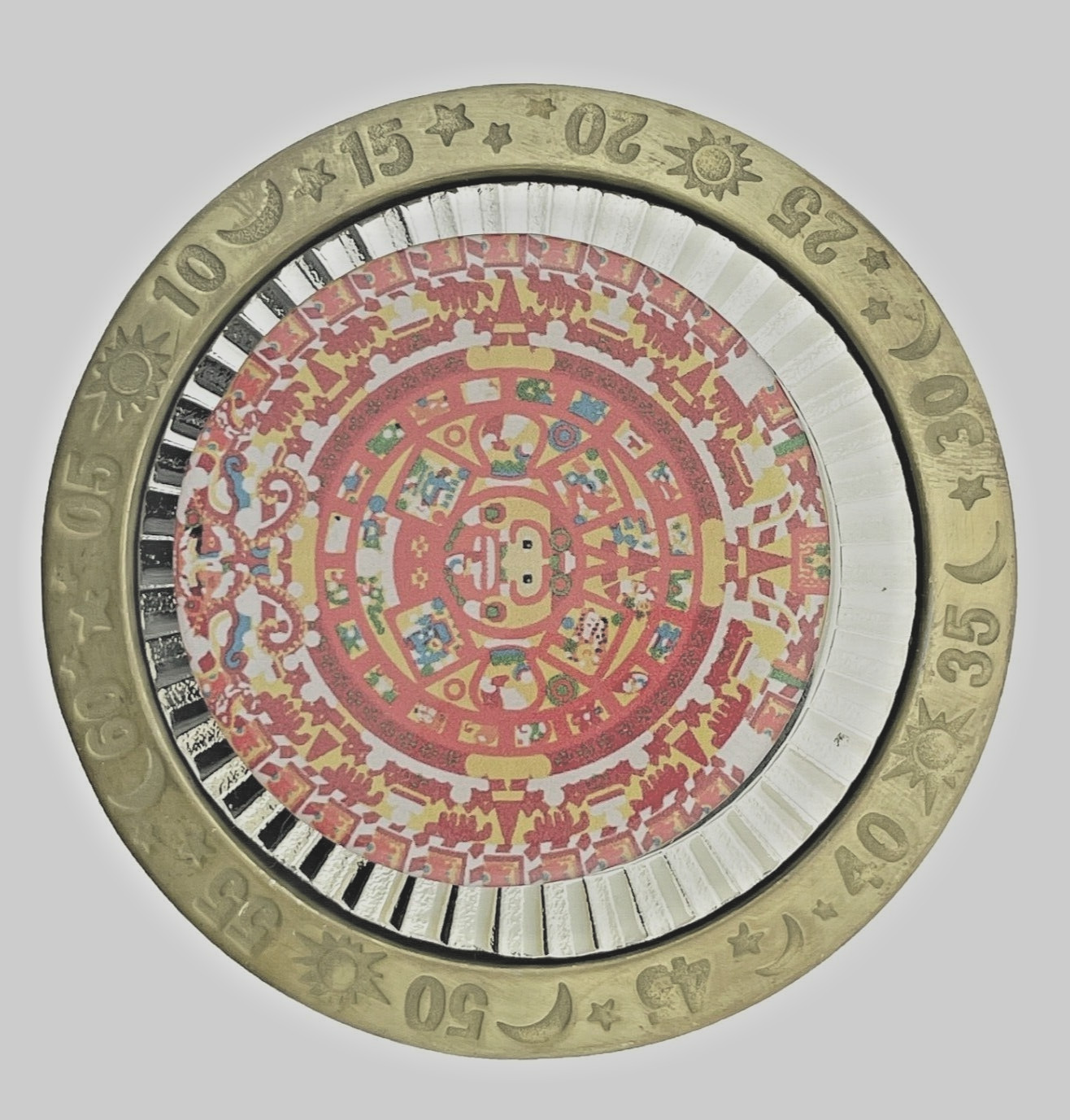 Vintage Spinner Belt Buckle Aztec Calendar New Men Women Mexican Fashion Rodeo