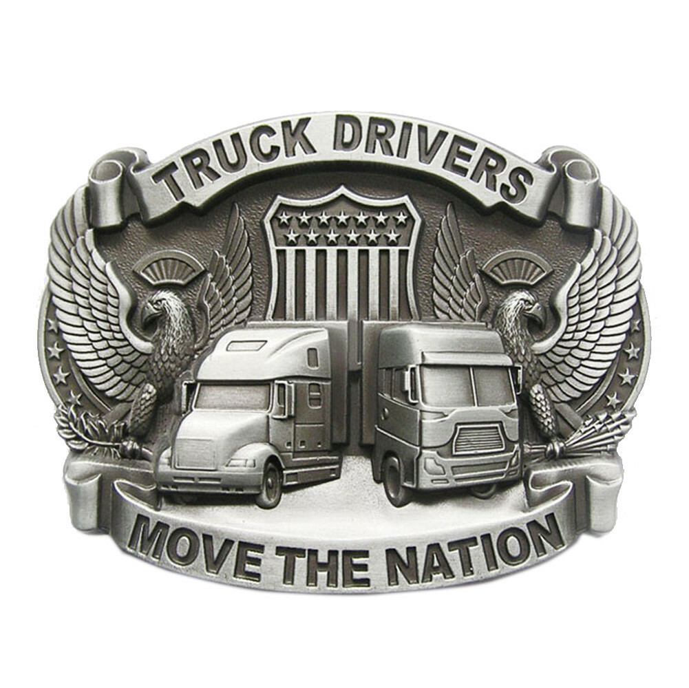 Antique Silver Truck Driver Belt Buckle Gurtelschnalle also Stock in US