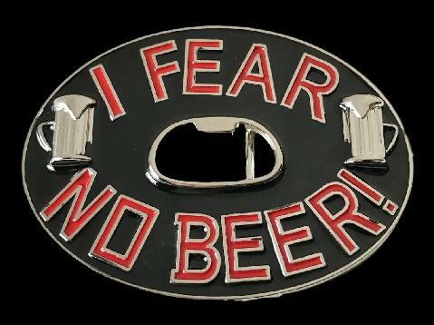 I Fear No Beer Bottle Opener Funny Bar Joke Belt Buckle Buckles