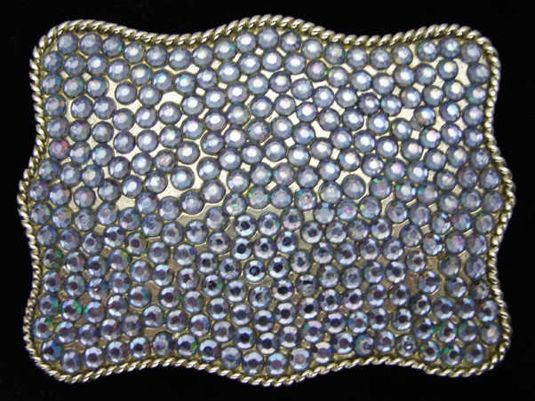 QE15111 REALLY COOL **BLUE CRYSTALS** FASHION SILVERTONE BELT BUCKLE