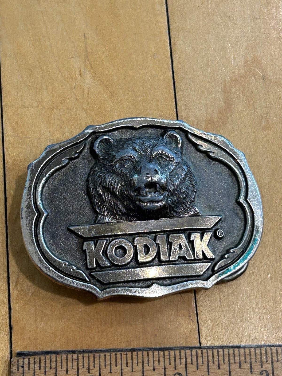 Vintage Great American Buckle Kodiak Smokeless Tobacco Bear Belt Buckle