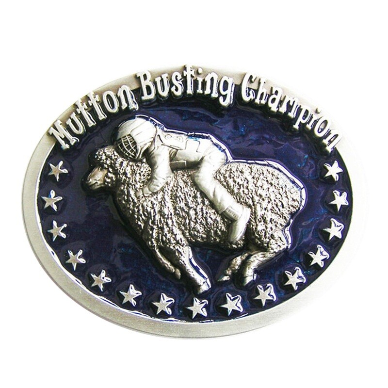 Vintage Blue Enamel Initial Mutton Busting Champion Belt Buckle also US Stock