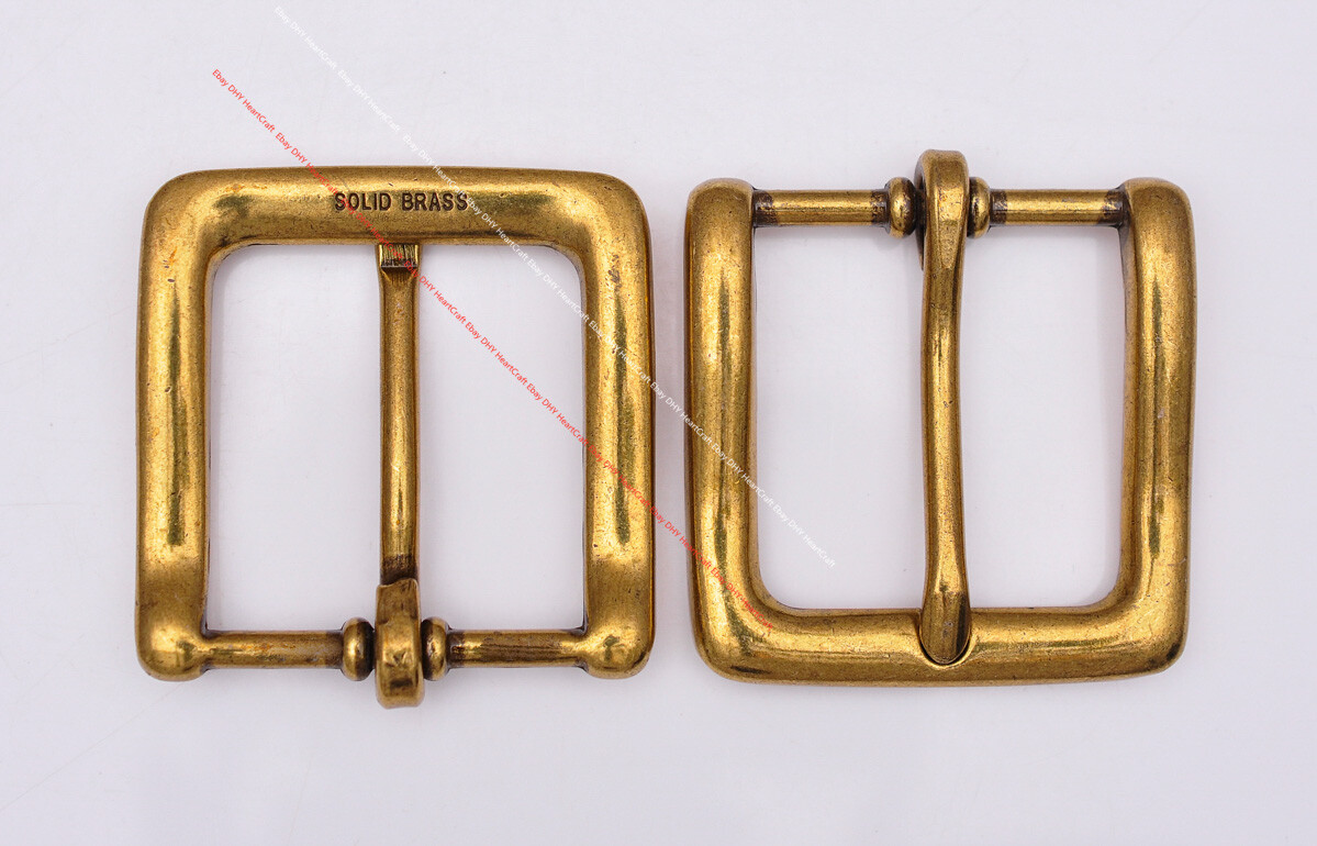 CLASSIC BRASS PLATED SINGLE PRONG PIN LEATHERCRAFT BELT BUCKLE REPLACEMENT 35MM