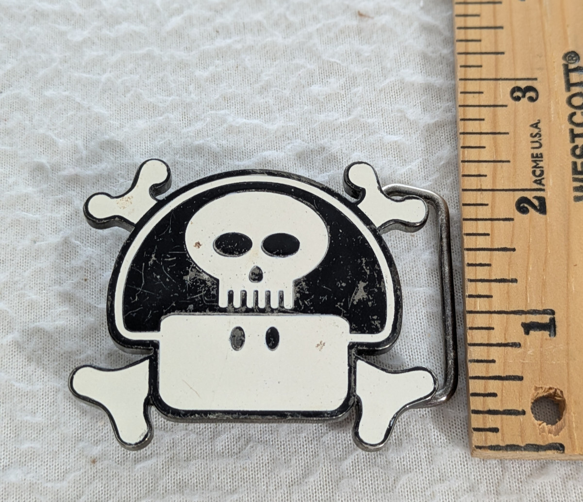 Vintage 2005 Nintendo Power Up Mushroom Skull Belt Buckle White And Black