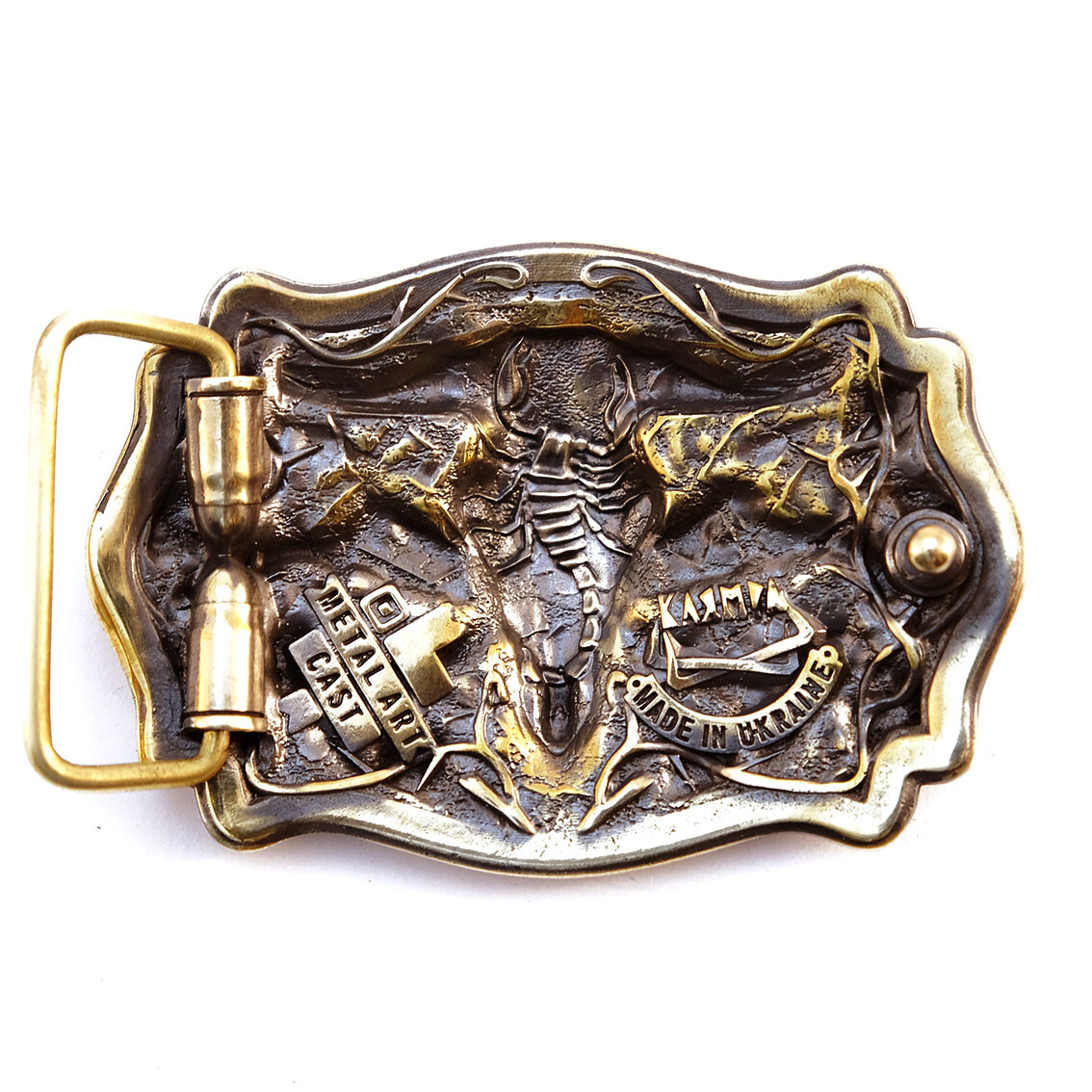 American Bison Buffalo Skull, Longhorn Cattle Buffalo Bison Skull belt buckle,