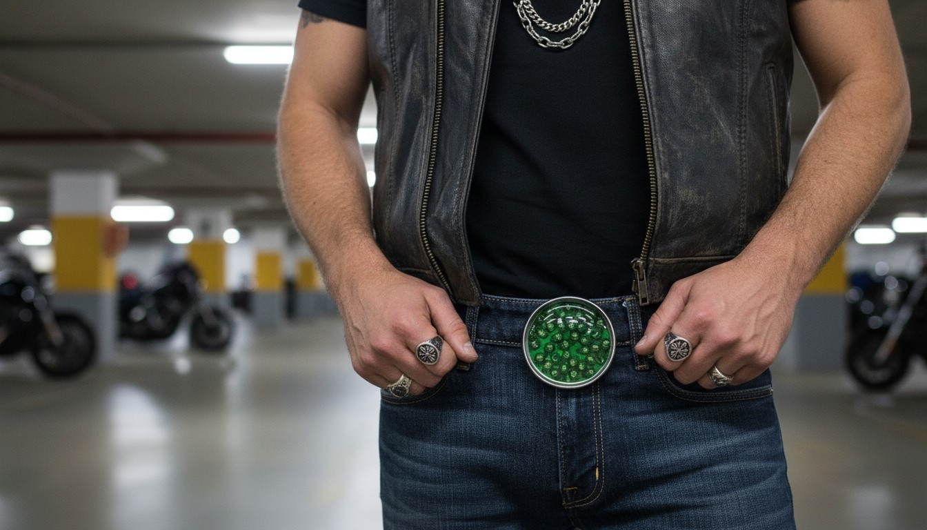 New Men Women Silver Metal Belt Buckle Skulls Biker Western Fashion Green Color
