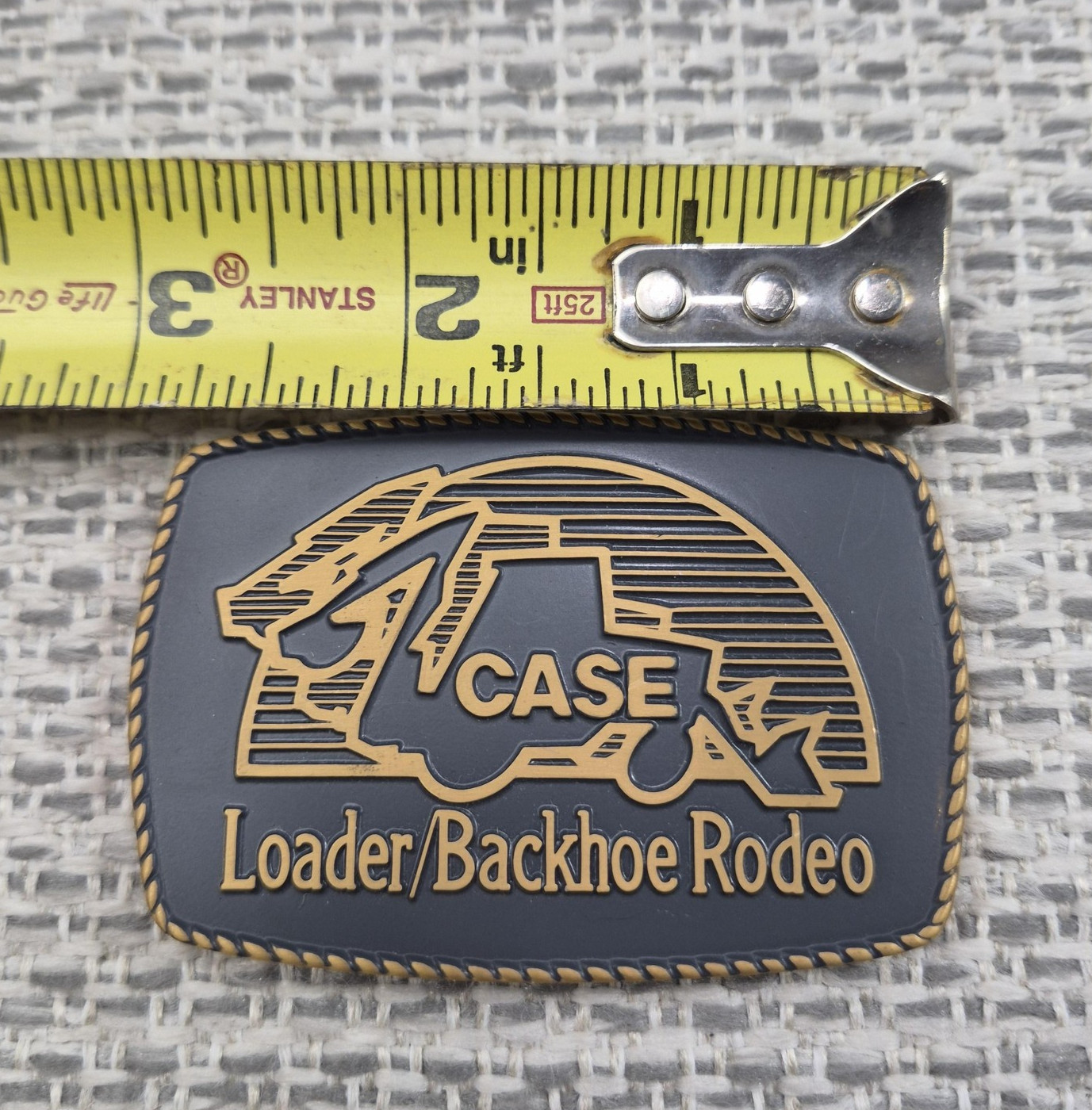Case Loader Backhoe Rodeo Belt Buckle Mens Gold Brass Western Construction Logo