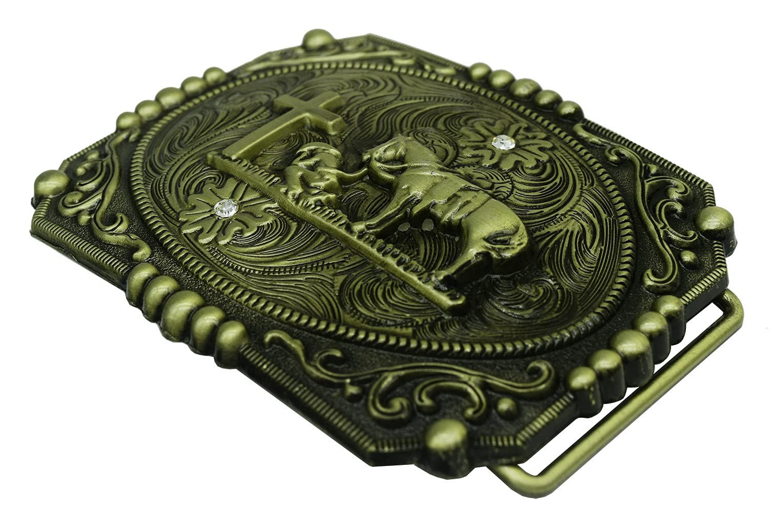 Religion Cross Cowboy Kneeling Prayer And Horse Design Belt Buckle