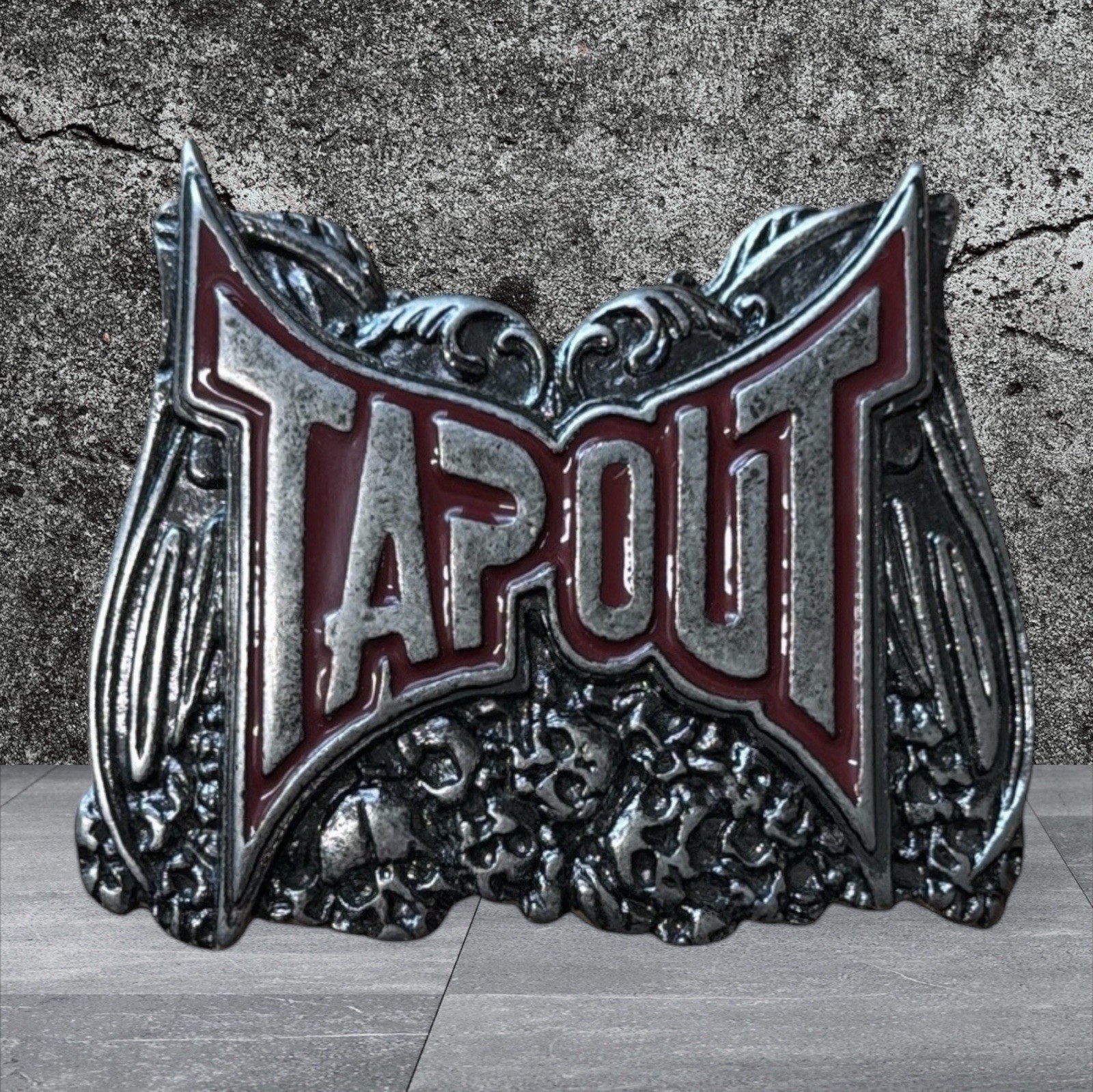 Vintage MMA UFC TAPOUT Belt Buckle Heavy Metal Skulls Graveyard Belt Buckle