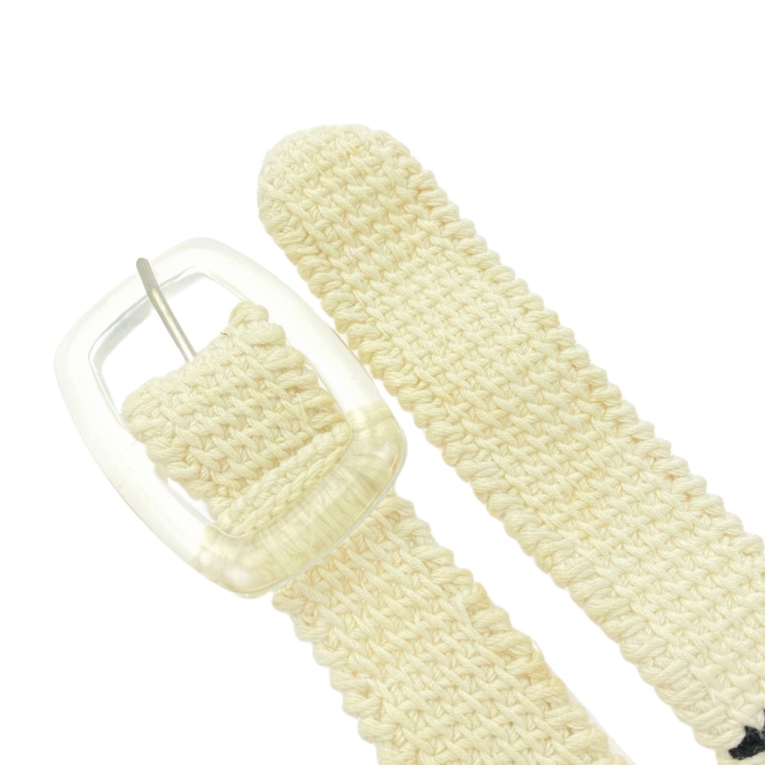 Maison Martin Margiela Clear Buckle Knit Belt Beige M Used