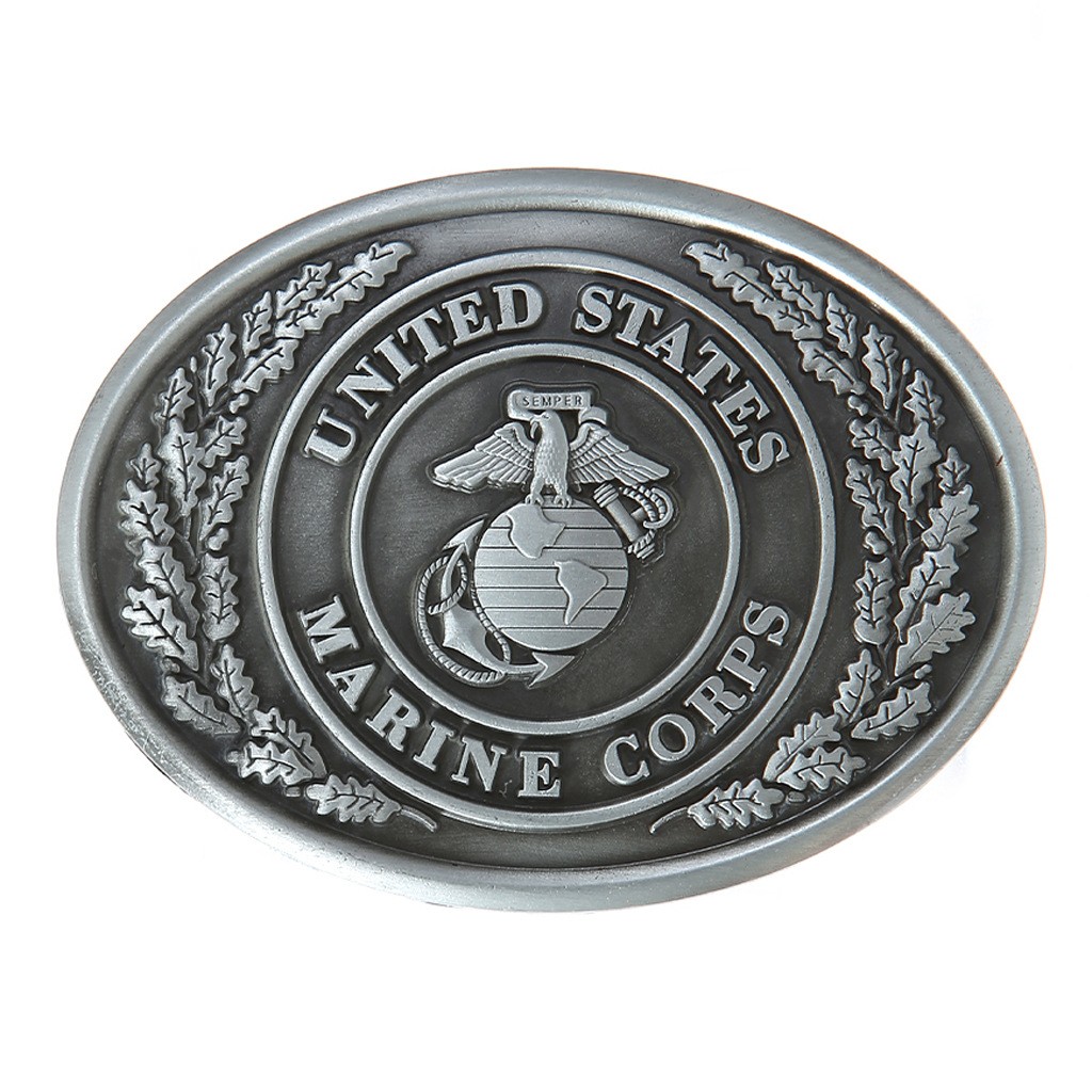 Antique Brass USMC Belt Buckle Military Marine Veteran Western Cowboy Men Gift