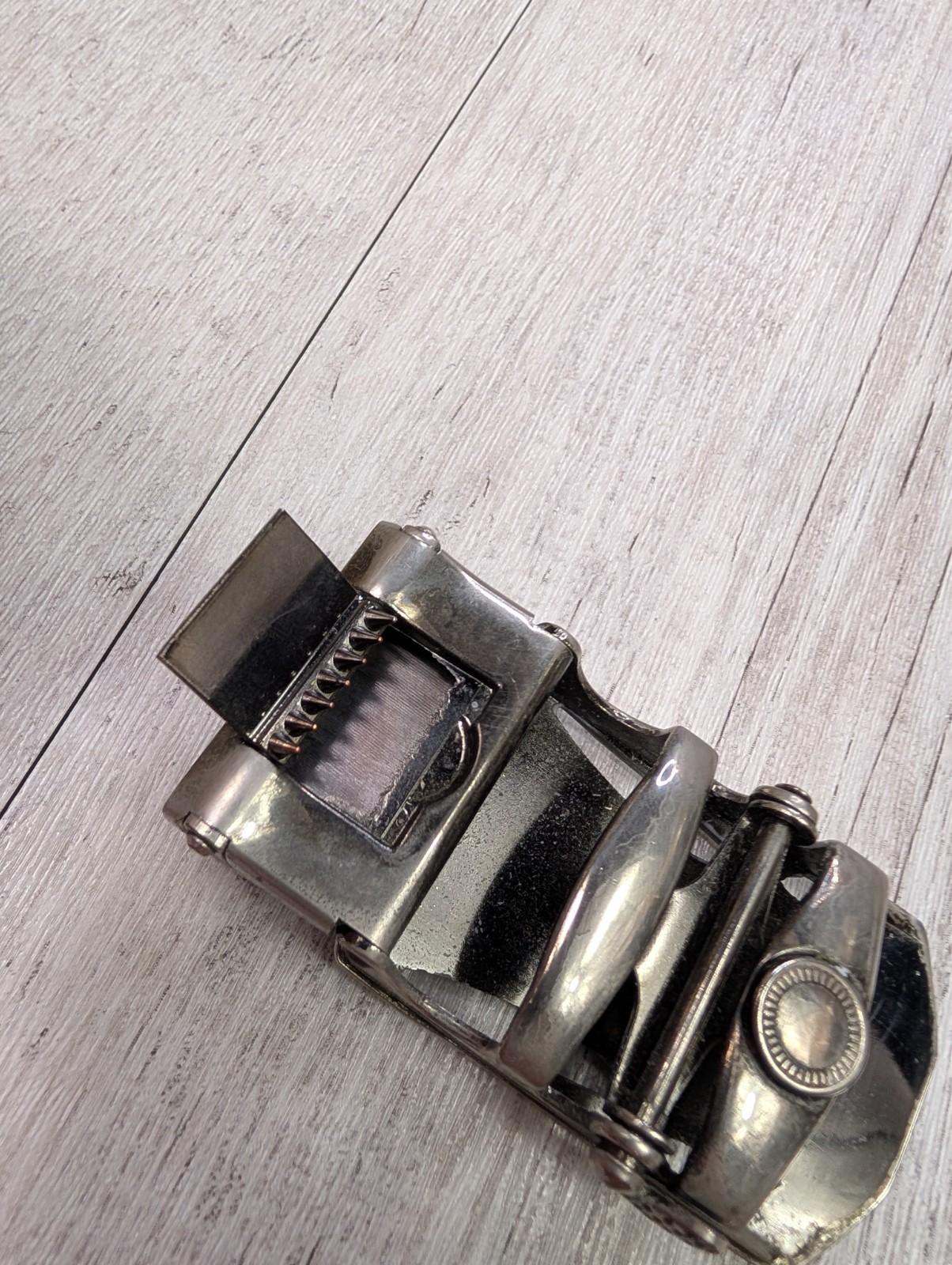 BOSTANTEN Ratchet Belt Buckle Automatic Lock Silver Tone Heavy Duty Metal