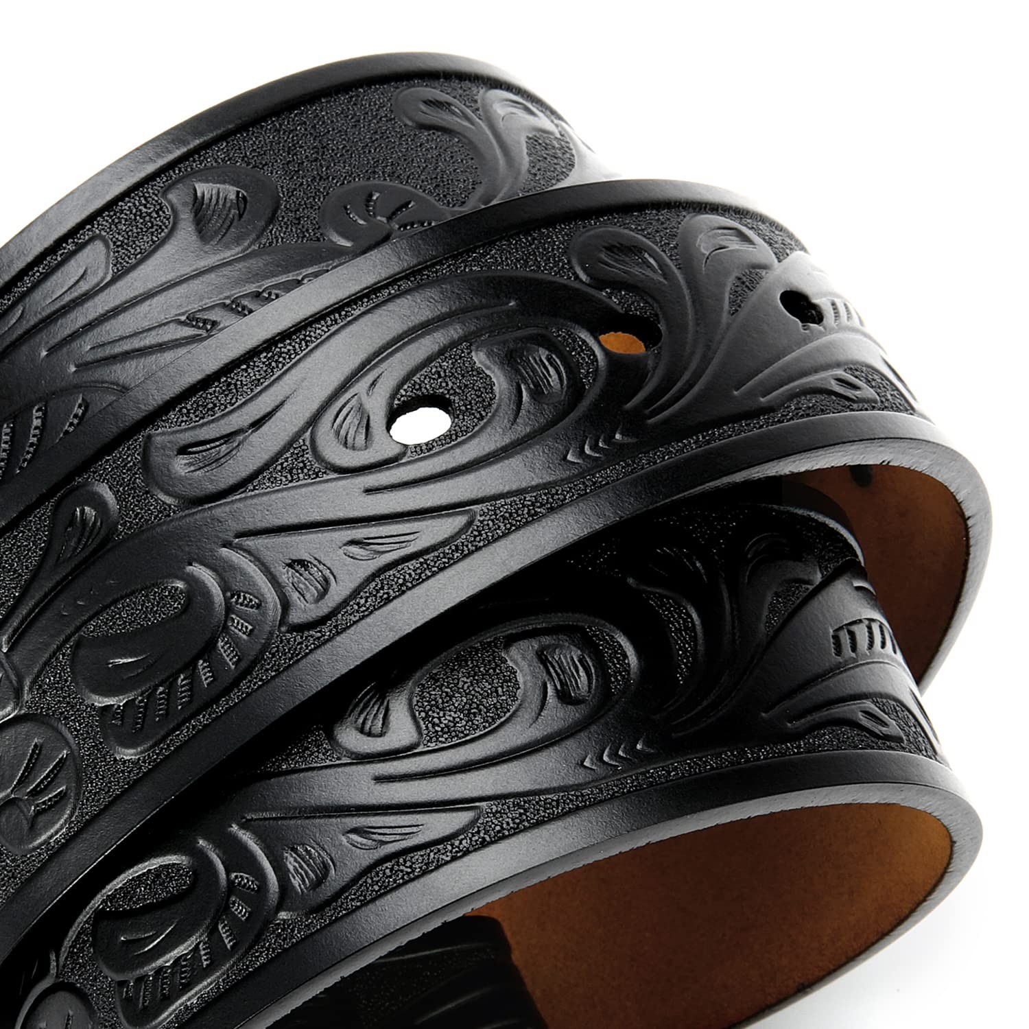 CHAOREN Western Cowboy Belts for 32-34 (Fits Pants Size 30-32), Floral Black
