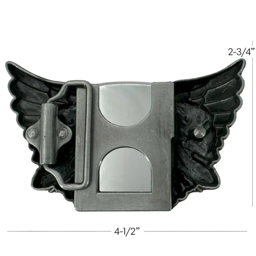 Eagle Head and Wings Refillable Flip Top Lighter in a Belt Buckle Combo