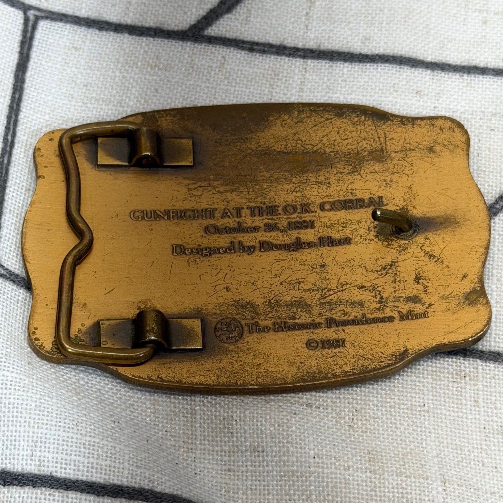 Historic Providence Mint Belt Buckle OS Gold Gunfight at the OK Corral 1981 Vtg