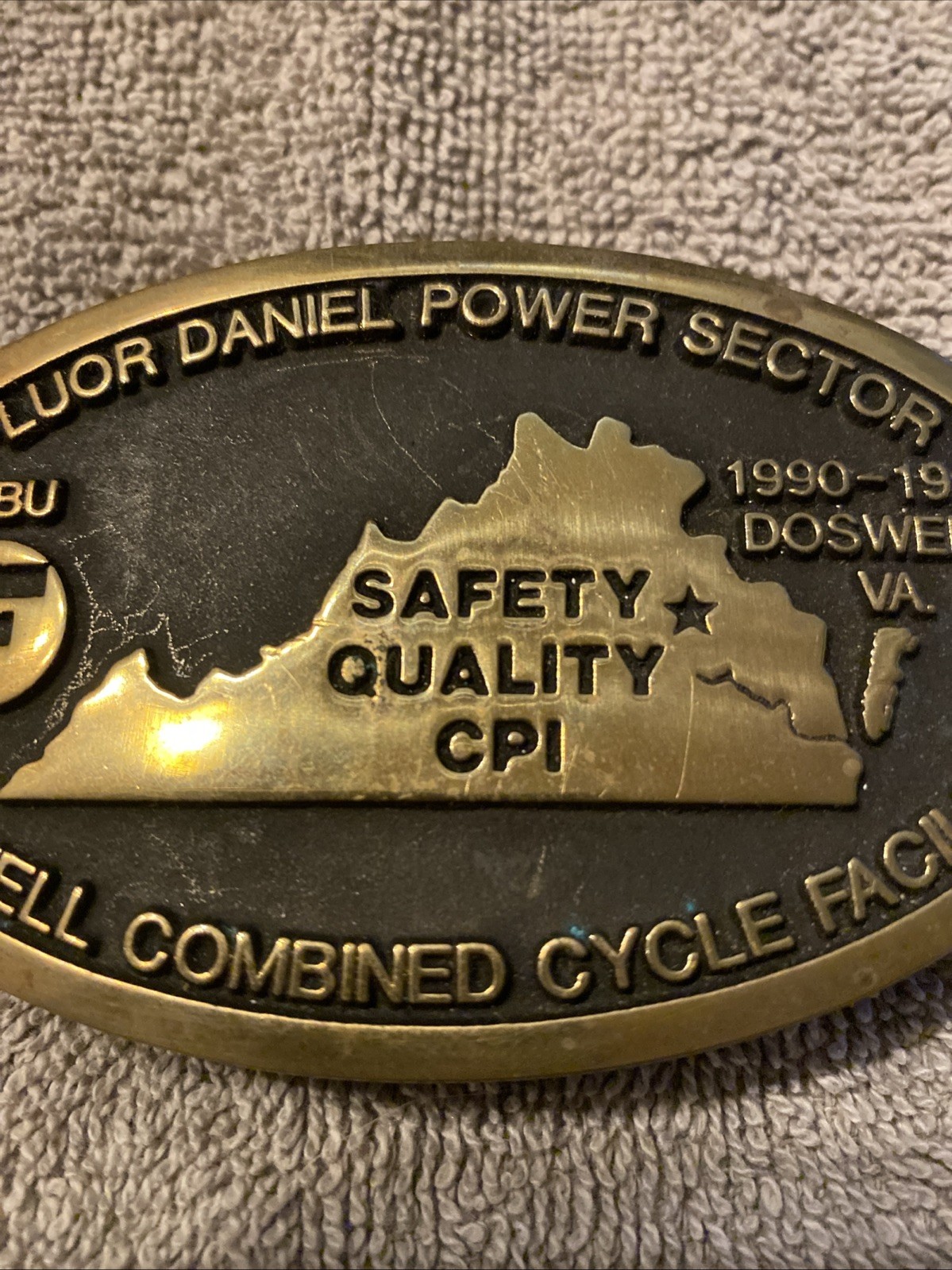 Solid Brass Fluor Daniel Virginia Power Sector Safety Quality Belt Buckle