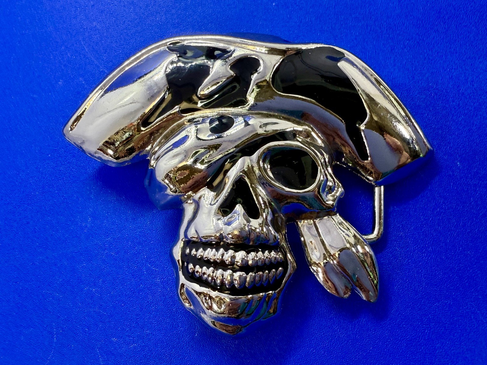 Pirate Skull Head with Hat Bandana Halloween Cosplay Raised 3D Belt Buckle
