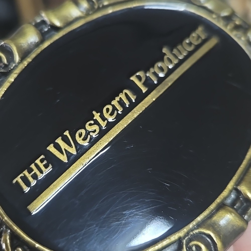 The Western Producer Retro Enamel Belt Buckle Farm Farmer Cowboy Agriculture Y2K