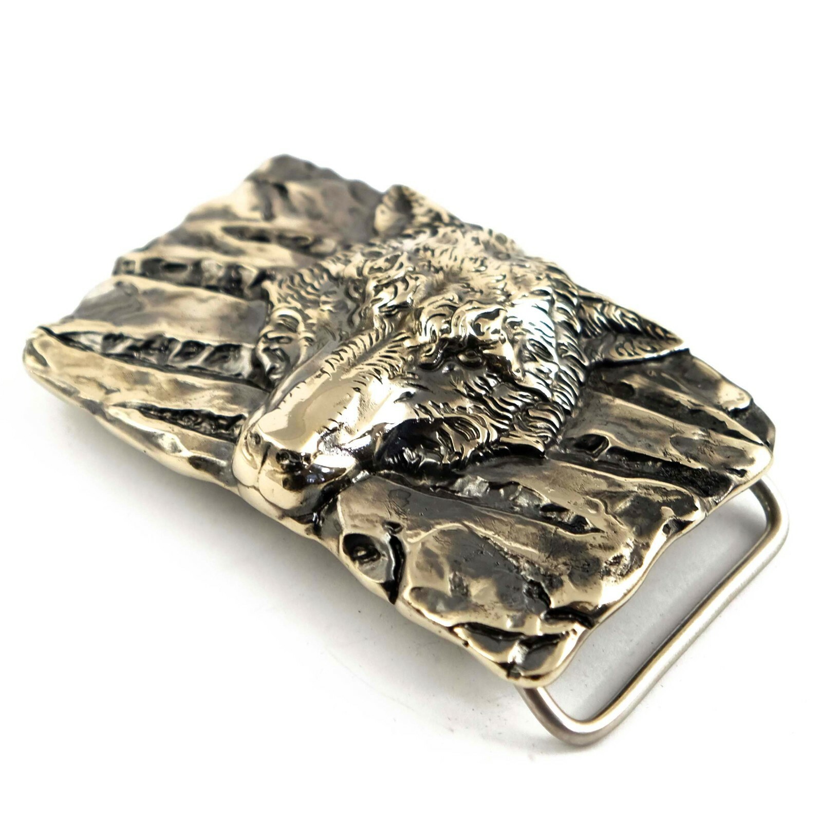 German silver belt buckle « Fenrir Wolf », Animal belt buckle; Werewolf buckle