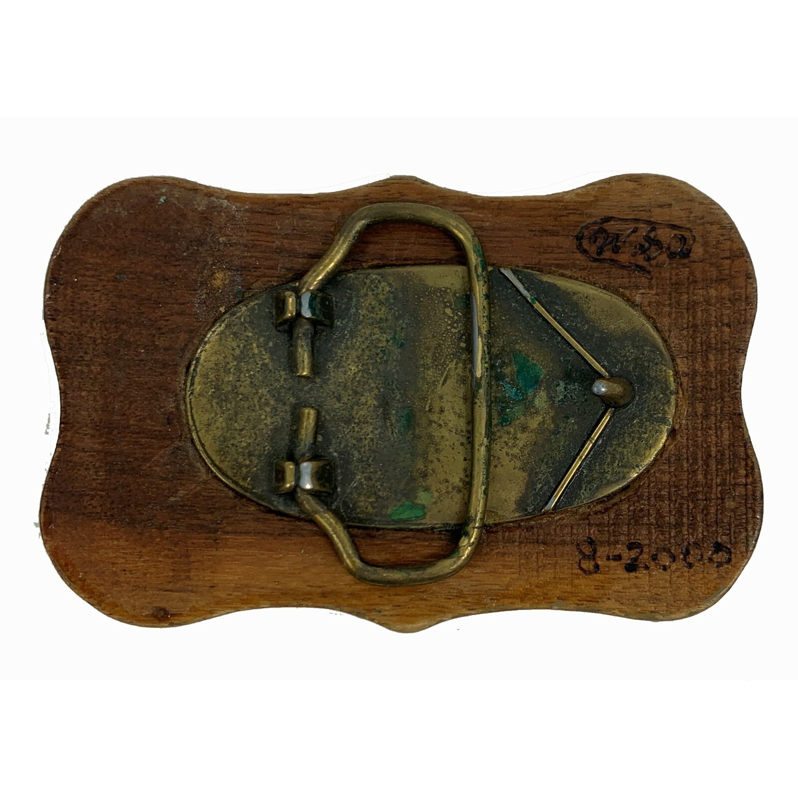 Artist Signed Hand Carved Wood Belt Buckle Mallard Ducks Rustic Cabin Core