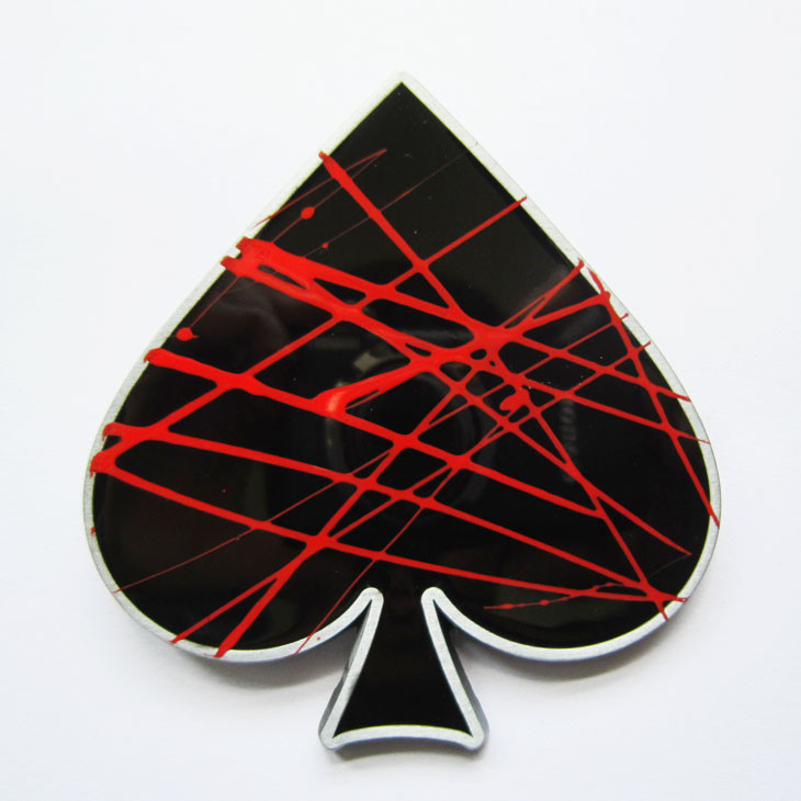 Black Spade Poker Card Gambling Hold’em Red Doodle Enamel Metal Belt Buckle