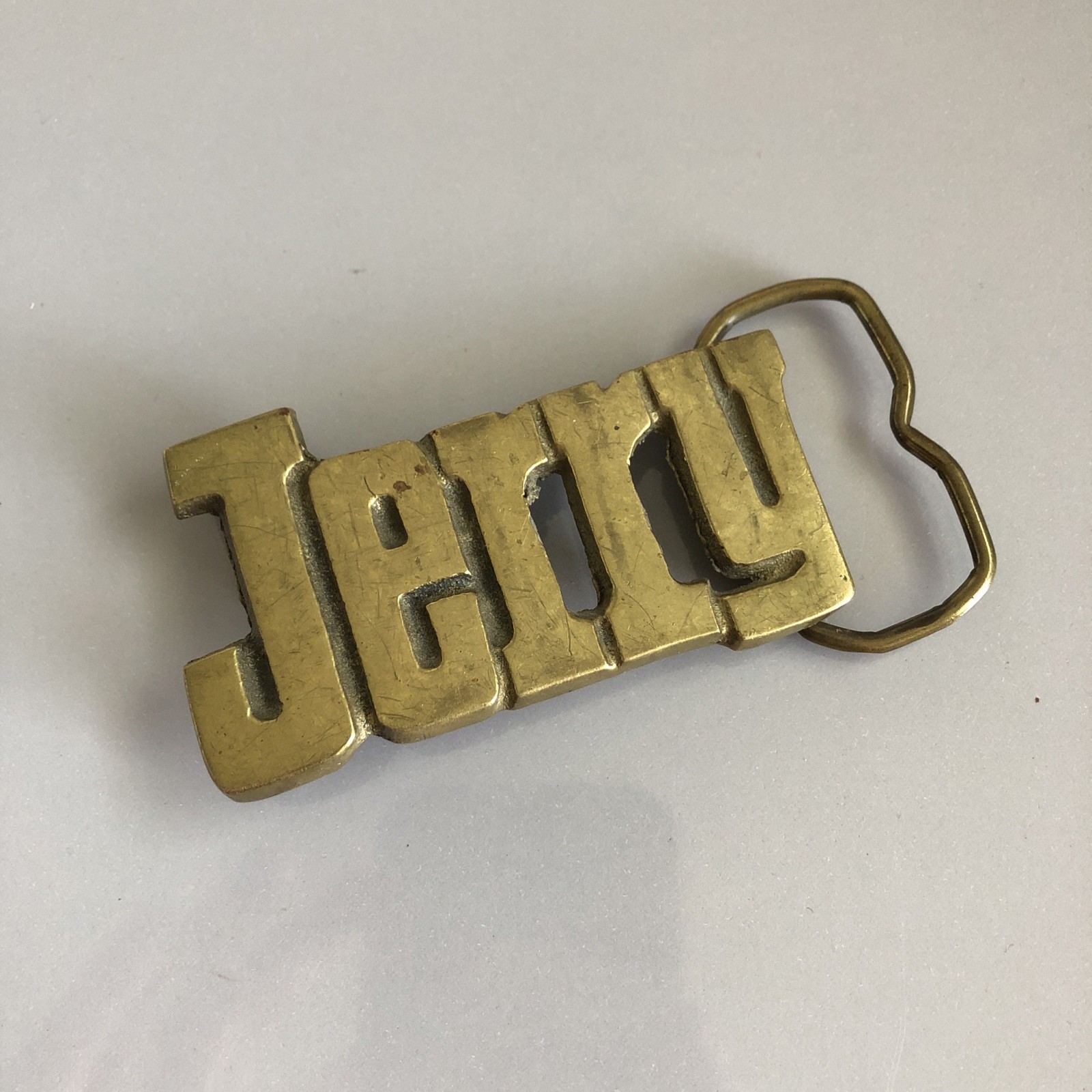 Vintage Aminco Solid Brass JERRY Name Belt Buckle Personalized Western Retro