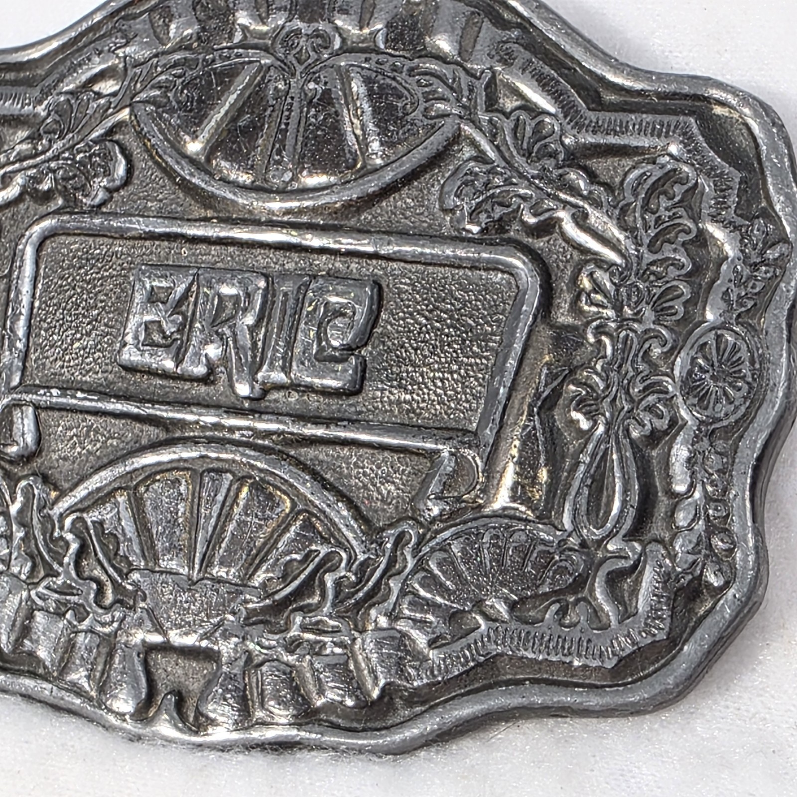 Vintage 1970&rsquo;s Oden Inc ERIC Name Men&rsquo;s OLD TIME BELT BUCKLE COLLECTION BRONZE