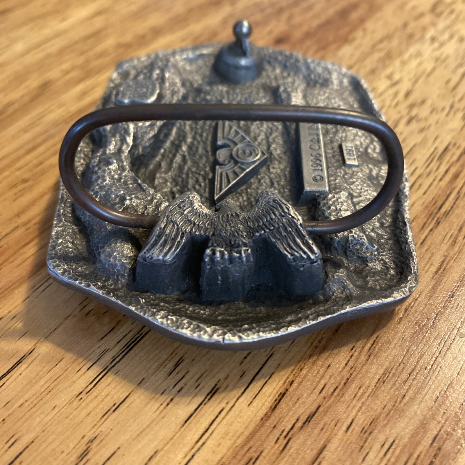 C&J 1996 BELT BUCKLE Train Engine #203 Indian Warrior Headdress, #1691