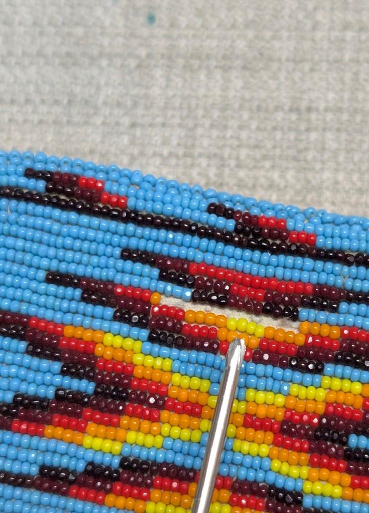 vintage NATIVE AMERICAN belt buckle BEADED handcraft NAVAJO indian western