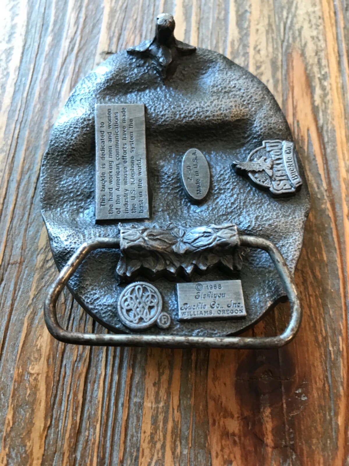 1988 SISKIYOU Telephone Communications Lineman Belt Buckle Z-50 U.S.A.