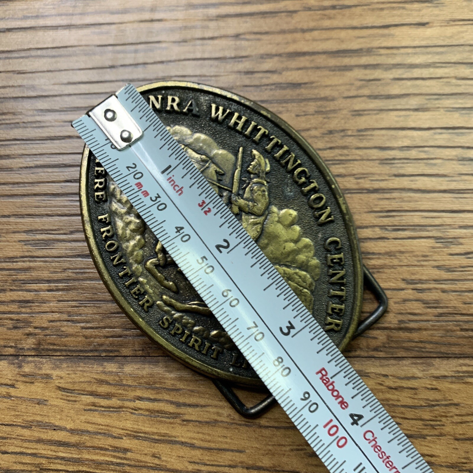 NRA Whittington Center Belt Buckle WHERE FRONTIER SPIRIT LIVES, Rifle Cowboy
