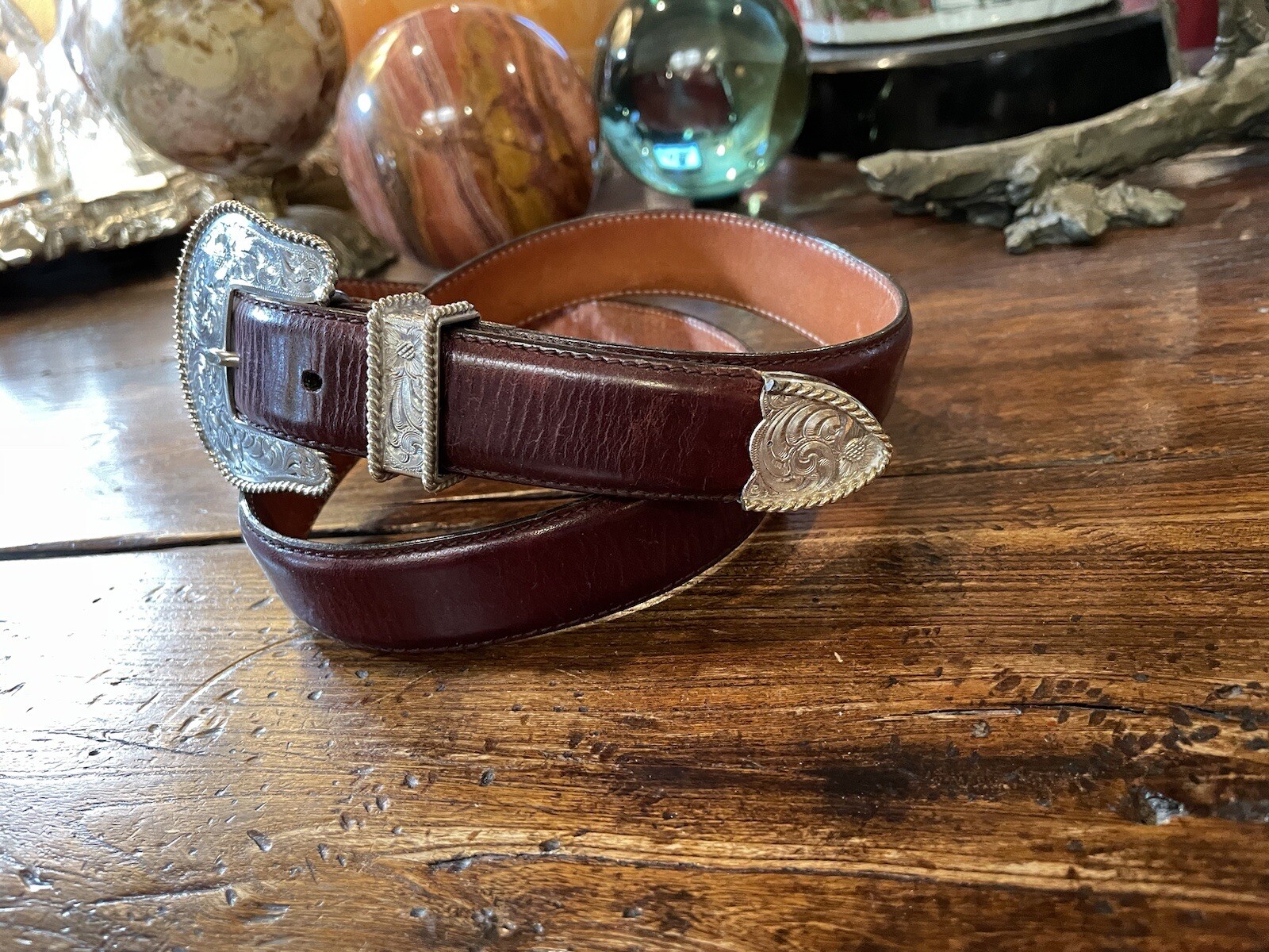 Wage James Reid Dgn Sterling Silver 14k Overlay Belt Buckle 34-36”-1.1/8”✅