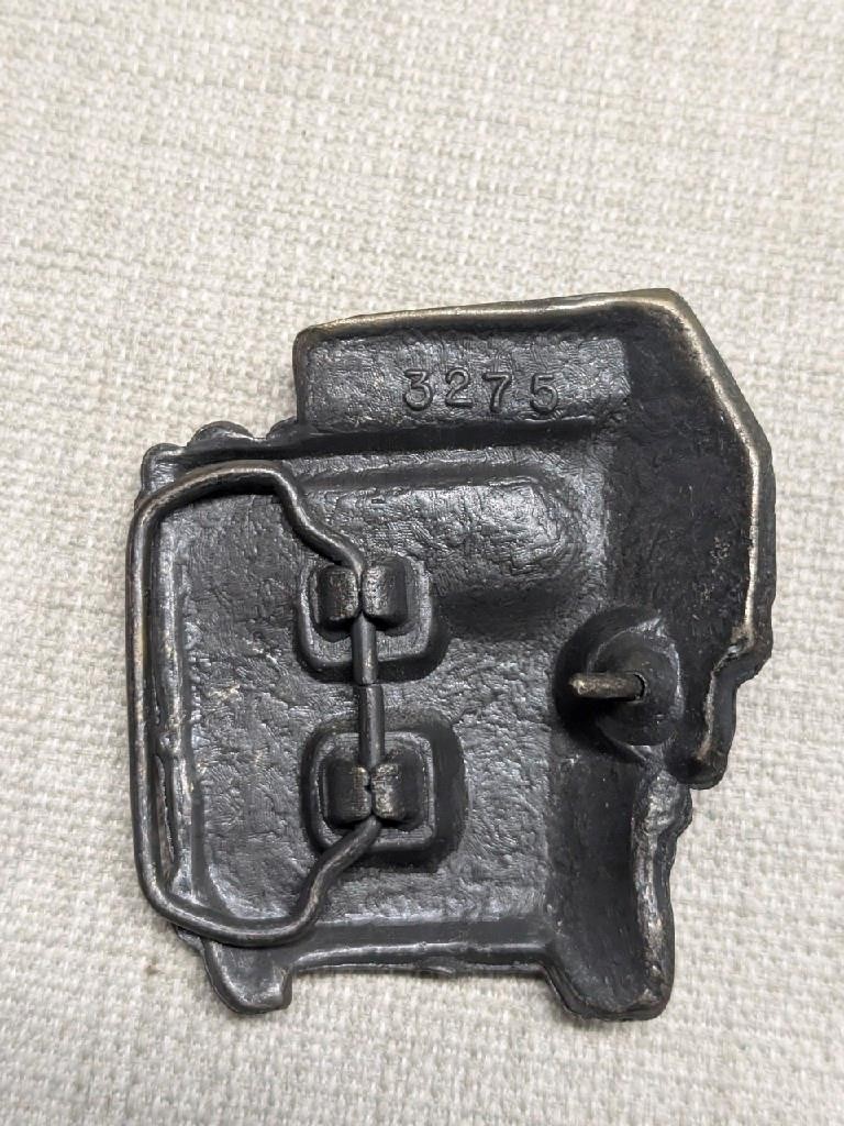 vintage 1970s belt buckle TRUCKER semi-truck SOLID BRASS cowboy western driver