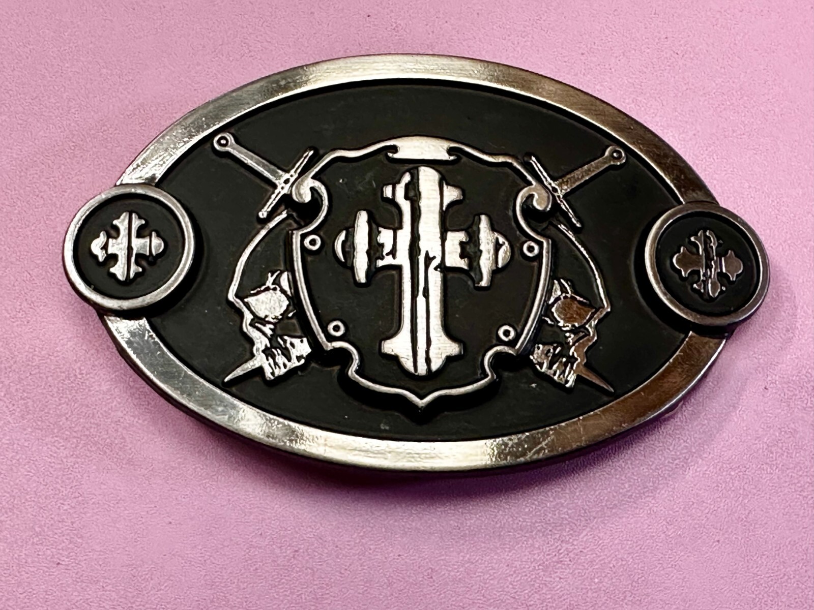 Swords & Cross Knight Shield Gothic Punk Rider Chrome Brand Belt Buckle #6216