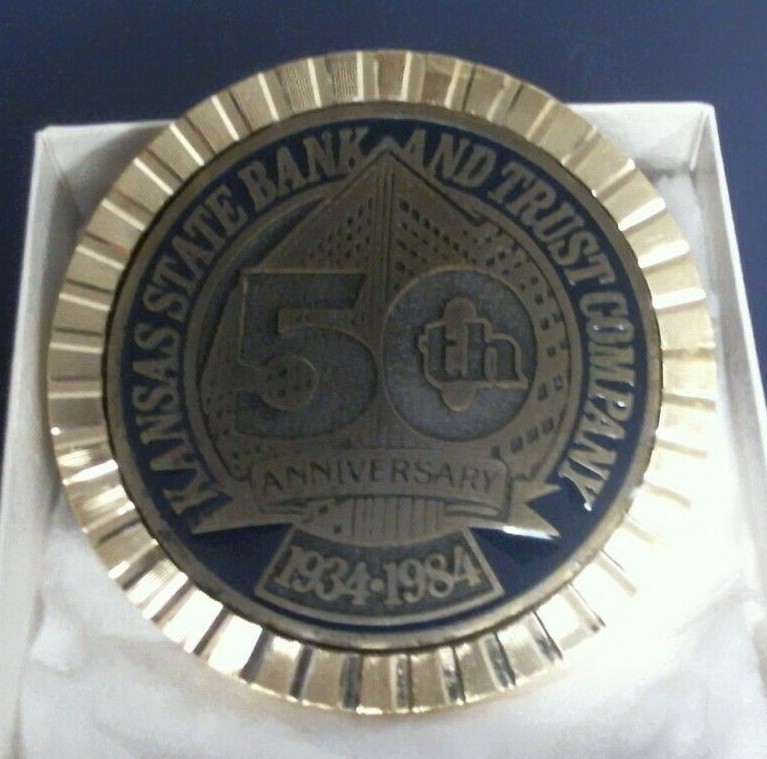 VTG Kansas State Bank & Trust Company coaster/paper weight very nice
