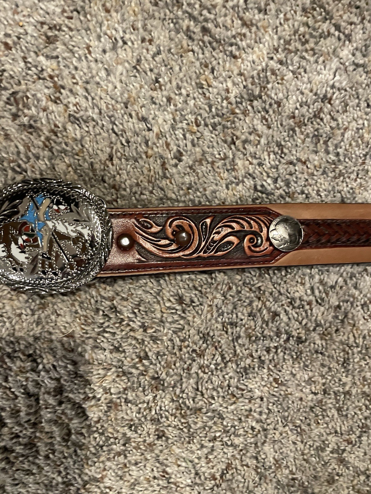 End of the Trail Buckle Enlayed belt buckle