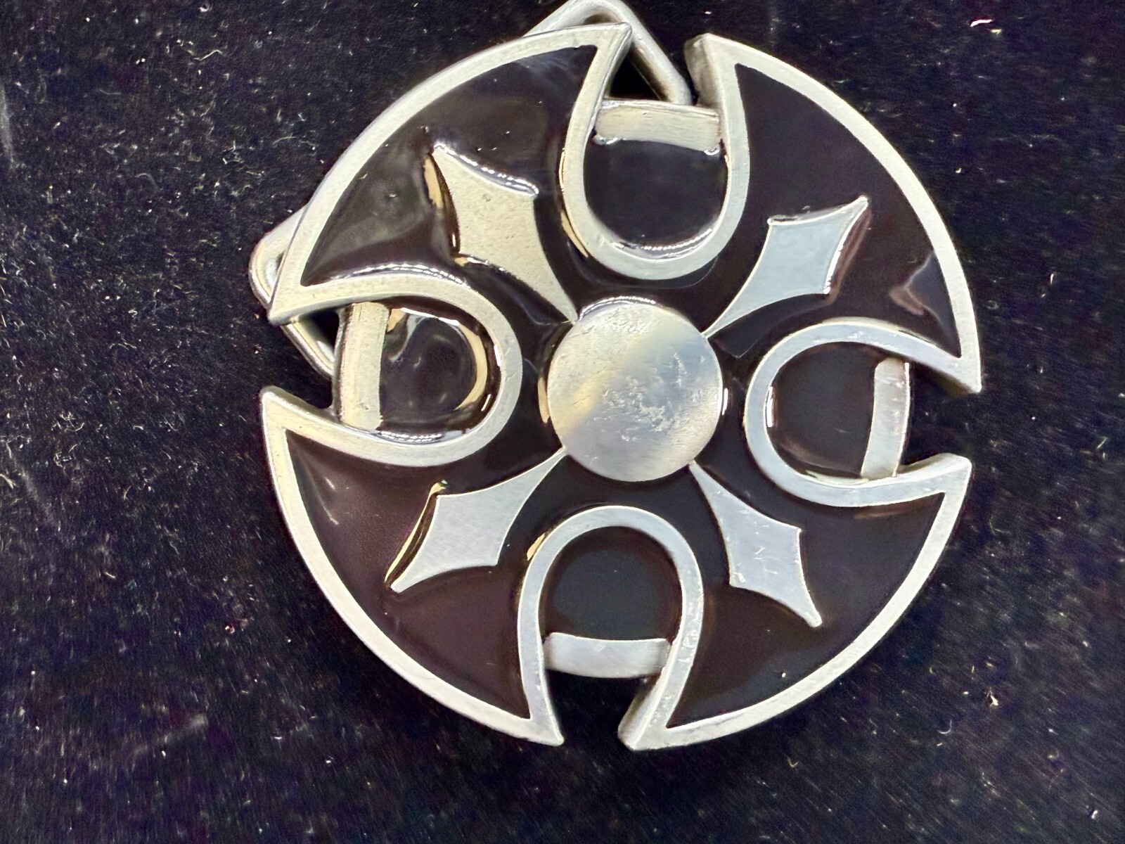 Maltese Celtic Iron Cross Religious Black Enamel Cutout Gothic Punk Belt Buckle