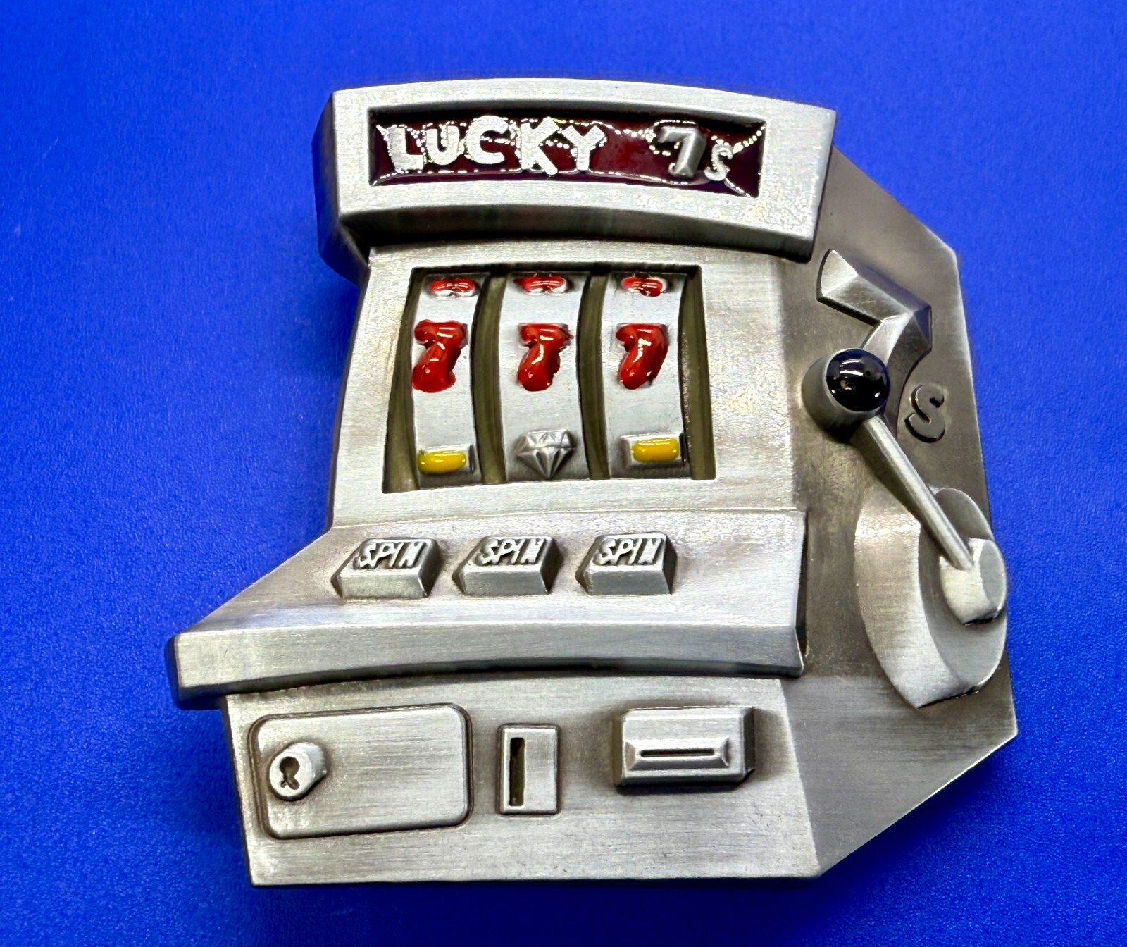 Jackpot Lucky Seven&rsquo;s Vegas Style Slot Machine Figural Gambling Belt Buckle
