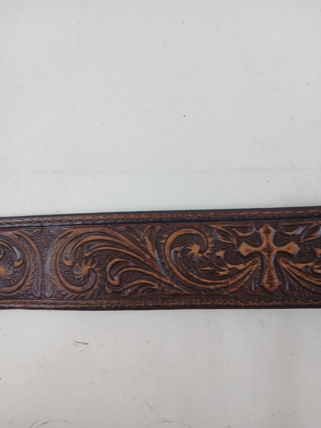 Nocona Silver Tone Western Cross Turquoise Inlay Rectangular Large Belt Buckle